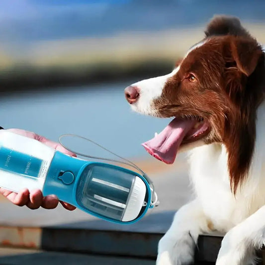 Hlopaw 3-in-1 Dog Water Cup – Portable Pet Bottle with Food Container & Waste Bag Dispenser for Travel
