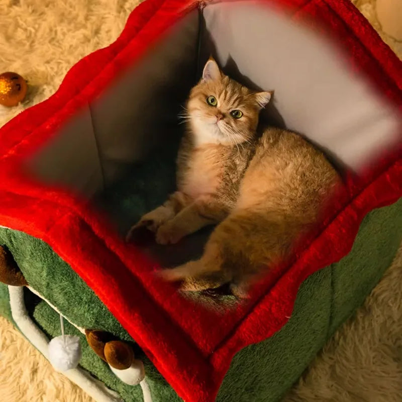 Christmas Cat Nest Pet Warm Soft Plush