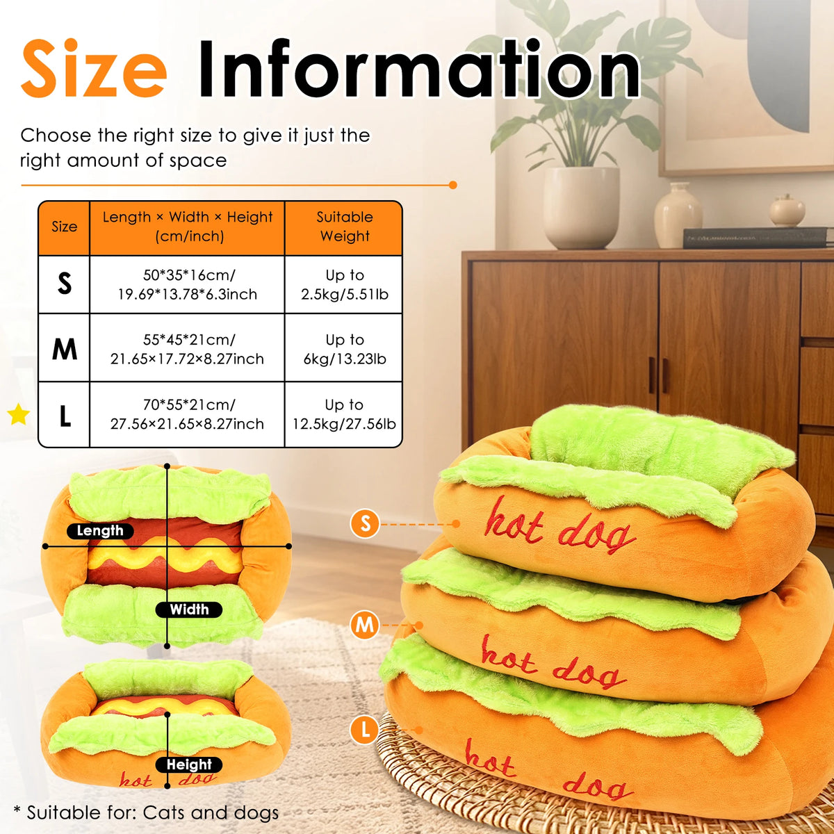Cute Hot Dog Pet Bed